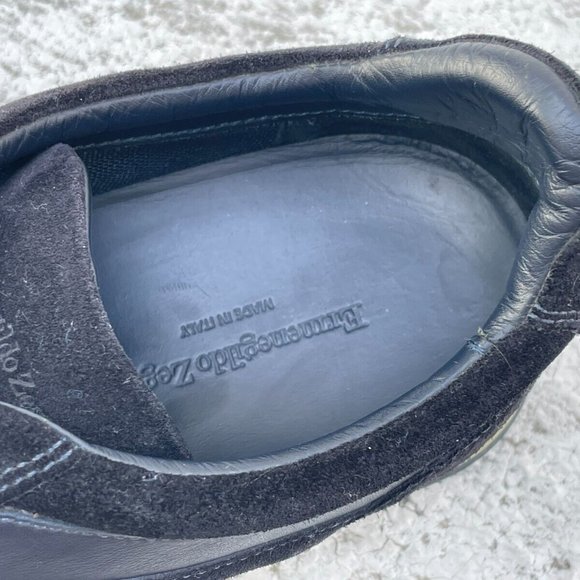 Ermenegildo Zegna Men Shoes Black Suede Navy Leather Sneaker Made in Italy 9.5US - Picture 6 of 11